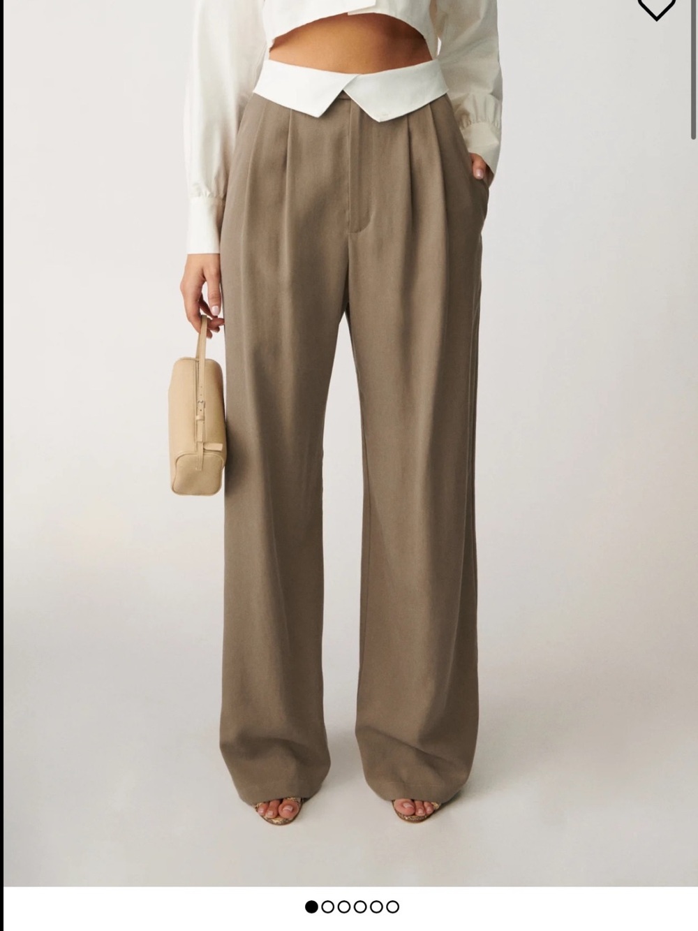 Reformation Wide-Leg Stevie Pant in Taupe